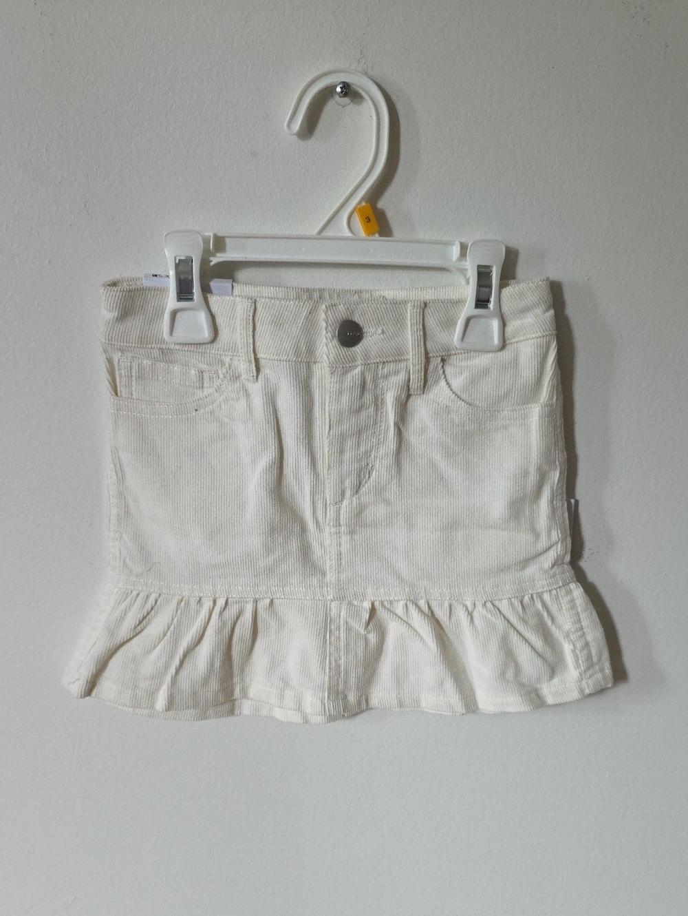 NWT Joe's Jeans Cream Ruffle-Hem Corduroy Skirt, 4Y